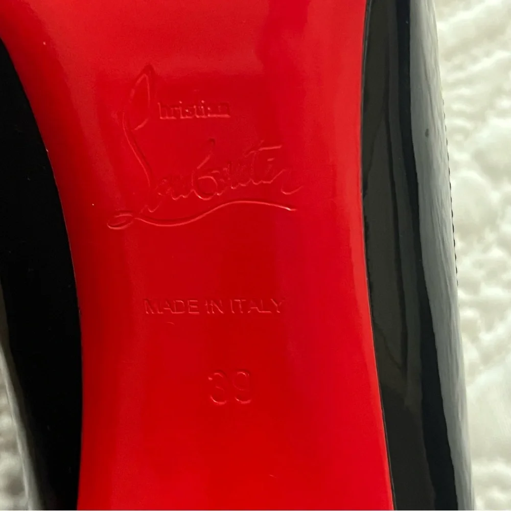 CHRISTIAN LOUBOUTIN Pigalle Follies 100 Pump Heel Black Patent Leather Size 39 - Picture 11 of 13